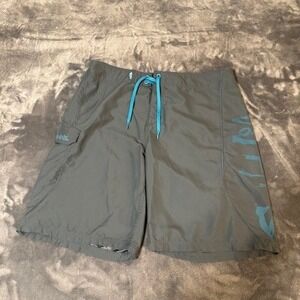 Salt Life SLX-G Men's Gray Board Shorts Size 36 Skull Logo Cargo Pocket Unlined